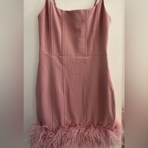 Line & Dot Pink Feather Trim Mini Dress *perfect for Valentine’s Day! ♥️